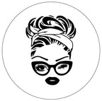 Retro 50's Messy Bun With Glasses White Spare Tire Cover