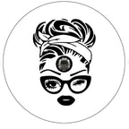 Retro 50's Messy Bun With Glasses White Spare Tire Cover