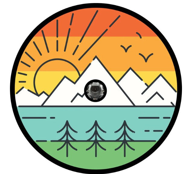 Retro Landscape Mountain Spare Tire Cover