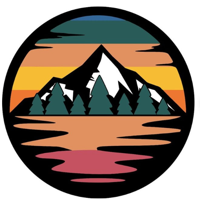 Retro Mountain Sunset With Reflection Spare Tire Cover