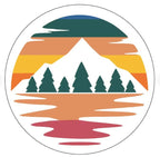 Retro Mountain Sunset With Reflection White Spare Tire Cover