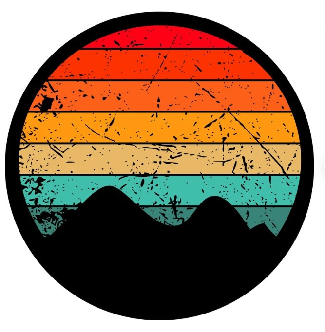 Retro Vintage Mountain Sun Spare Tire Cover