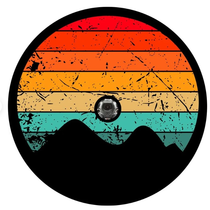 Retro Vintage Mountain Sun Spare Tire Cover