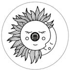 Sun & Moon Together White Spare Tire Cover