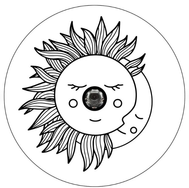 Sun & Moon Together White Spare Tire Cover