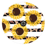 Sunflower & Leopard Print White Spare Tire Cover