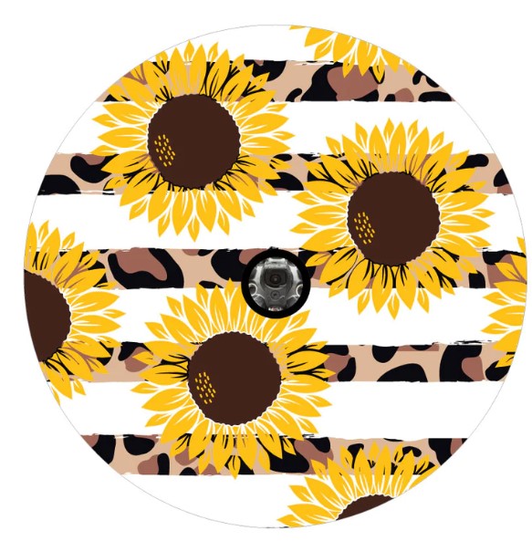 Sunflower & Leopard Print White Spare Tire Cover