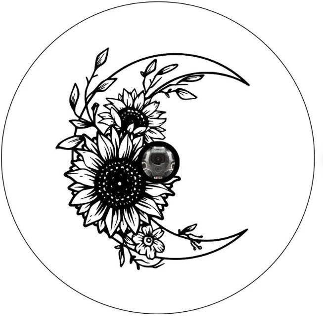 Sunflower Moon White Spare Tire Cover