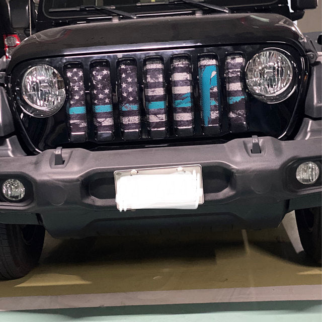 Teal Ribbon Tactical American Flag Grille Insert