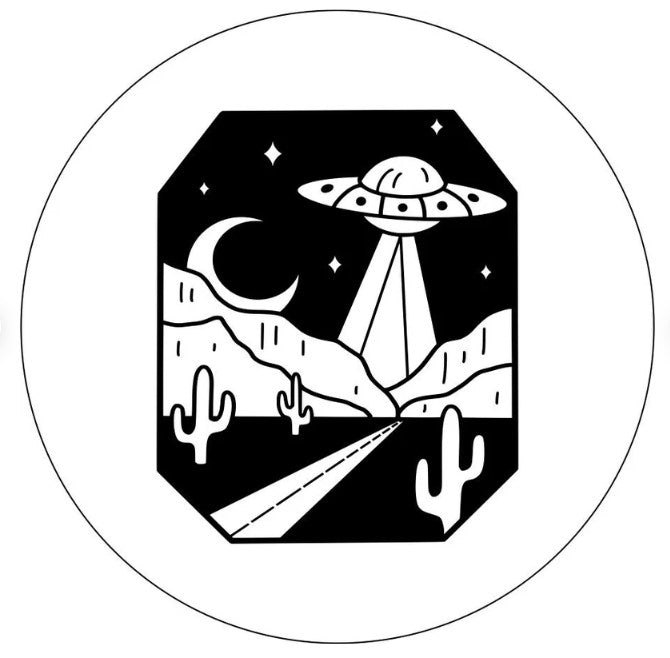 UFO In The Desert White Spare Tire Cover
