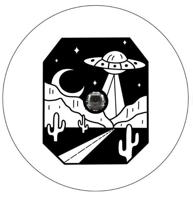 UFO In The Desert White Spare Tire Cover