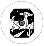UFO In The Desert White Spare Tire Cover