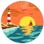 Vintage Lighthouse Coastal Sea Spare Tire Cover