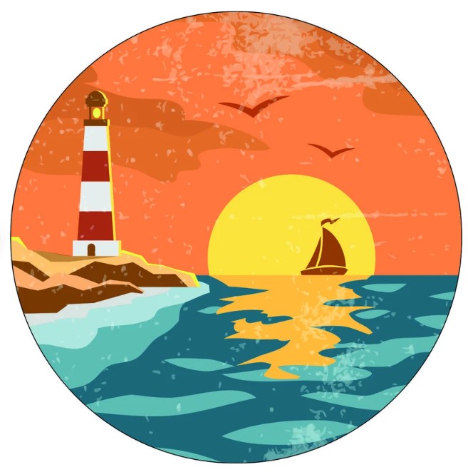 Vintage Lighthouse Coastal Sea Spare Tire Cover