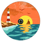 Vintage Lighthouse Coastal Sea Spare Tire Cover