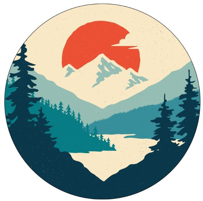 Vintage Mountain Landscape Spare Tire Cover