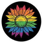 Vintage Rainbow Sunflower Spare Tire Cover