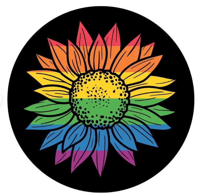 Vintage Rainbow Sunflower Spare Tire Cover