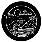 Waves Crashing Into The Mountain Spare Tire Cover