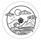 Waves Crashing Into The Mountain White Spare Tire Cover